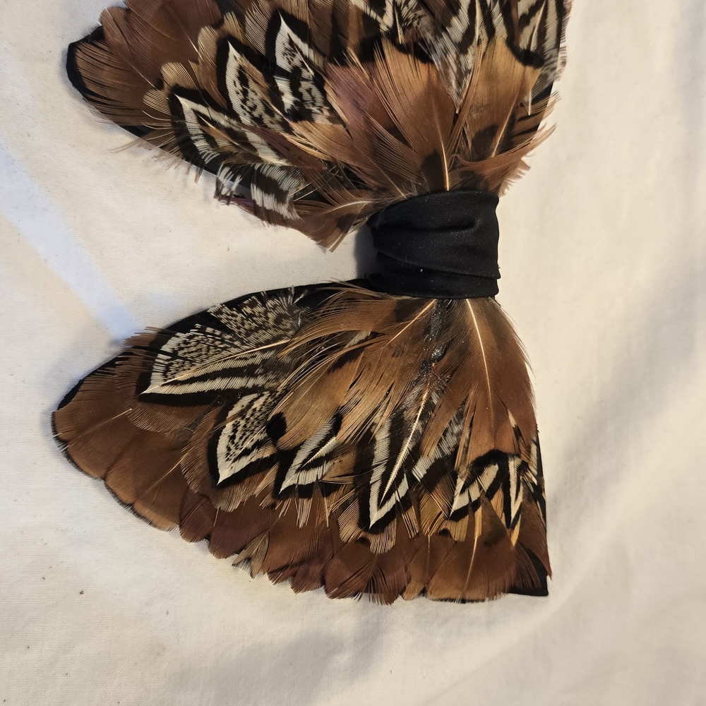 Feather Bow Tie in Brown and Black